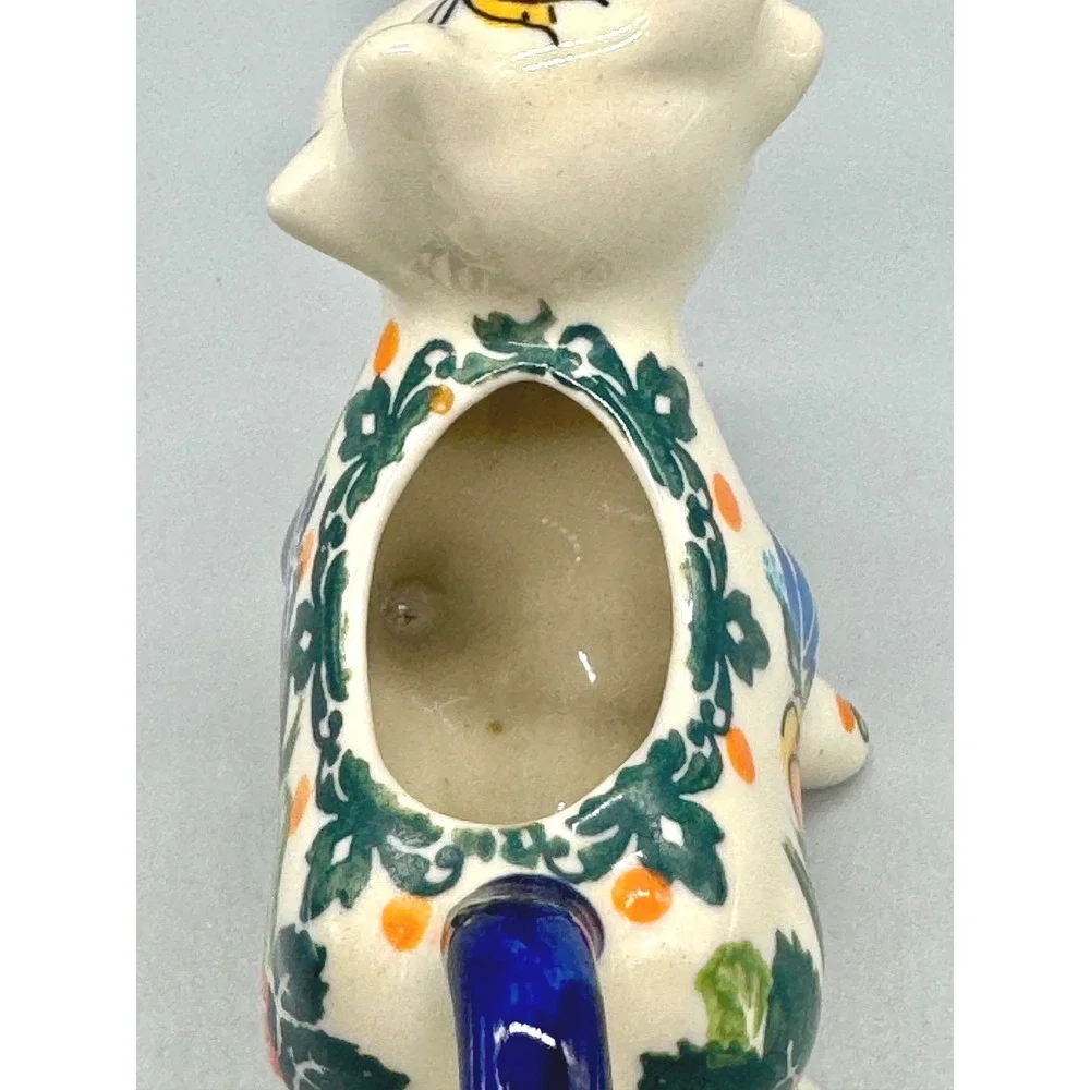 Polish Pottery Cow Creamer Creamer Cornflowers Butterfly Boleslawiec